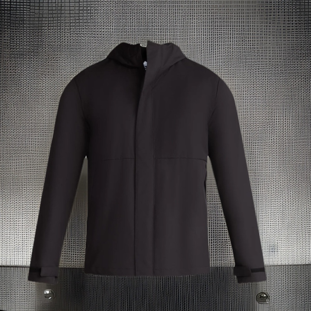 Hooded Rain Jacket Outdoor Outerwear Water-Resistant full Zip W/ Magnetic Snaps